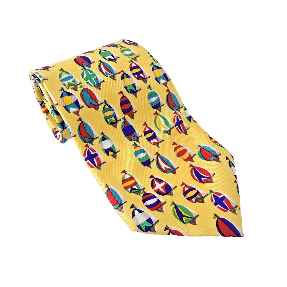 Alynn Neckwear -  100% Silk Tie "Spinnaker Run"‎ Yellow Made in USA 59.4" x 3.5"